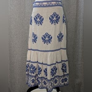 Zara Blue and Cream Maxi Skirt